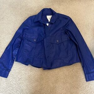 Anthropologie, XS, purple-blue rain jacket.